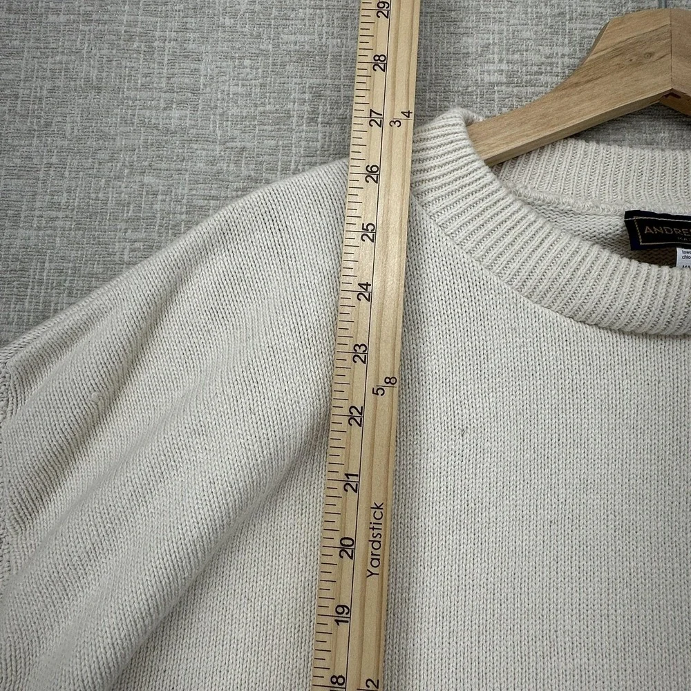 Andrew Rohan‎ Cadillac Sweater Mens Large Cream Crewneck Knit Embroidered 90s
